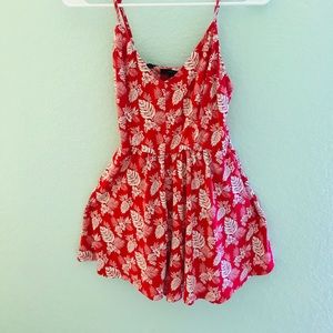 Tropical red romper short